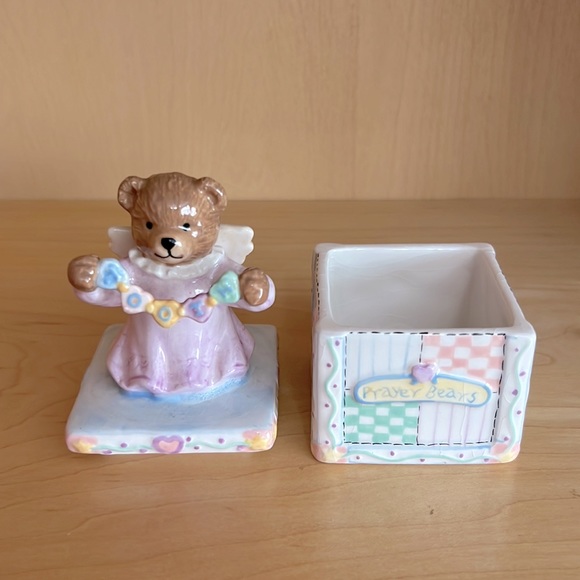 Vintage Tooth Box Prayer Bear RR Roman Inc. Angel Bear Unique Rare BABY Nursery - Picture 9 of 14